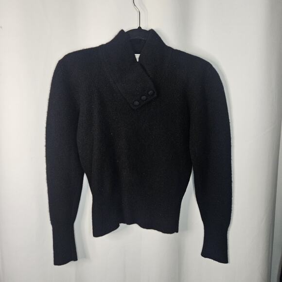 VTG Christie & Jill Wool Angora Rabbit Cowls Wrap Neck Pullover Sweater M Black - Picture 1 of 5